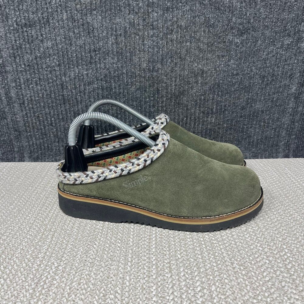 Simple Original Suede Clog Olive Green Loafer Slip Ons Mules Shoes Women’s 9